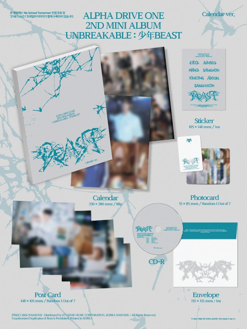 ALPHA DRIVE ONE - UNBREAKABLE : 少年 BEAST [2nd Mini Album] (Calendar ver)