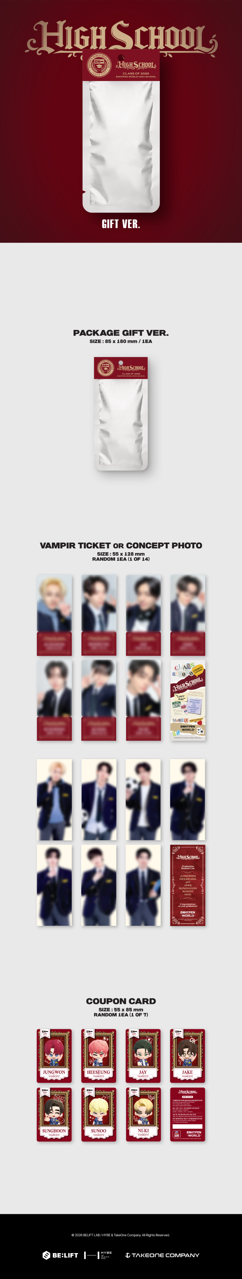 (Supplier/Weverse POB) ENHYPEN - ENHYPEN WORLD COUPON CARD COLLECTION [Official MD] (High School Gift ver)
