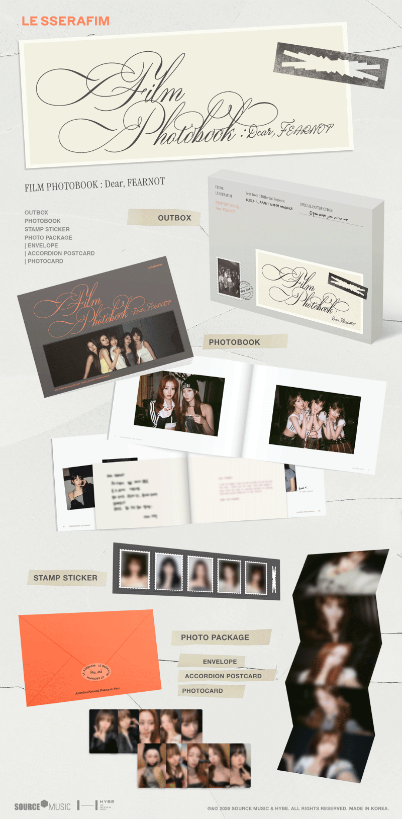 (Supplier/Weverse) LE SSERAFIM - Film Photobook: Dear, FEARNOT
