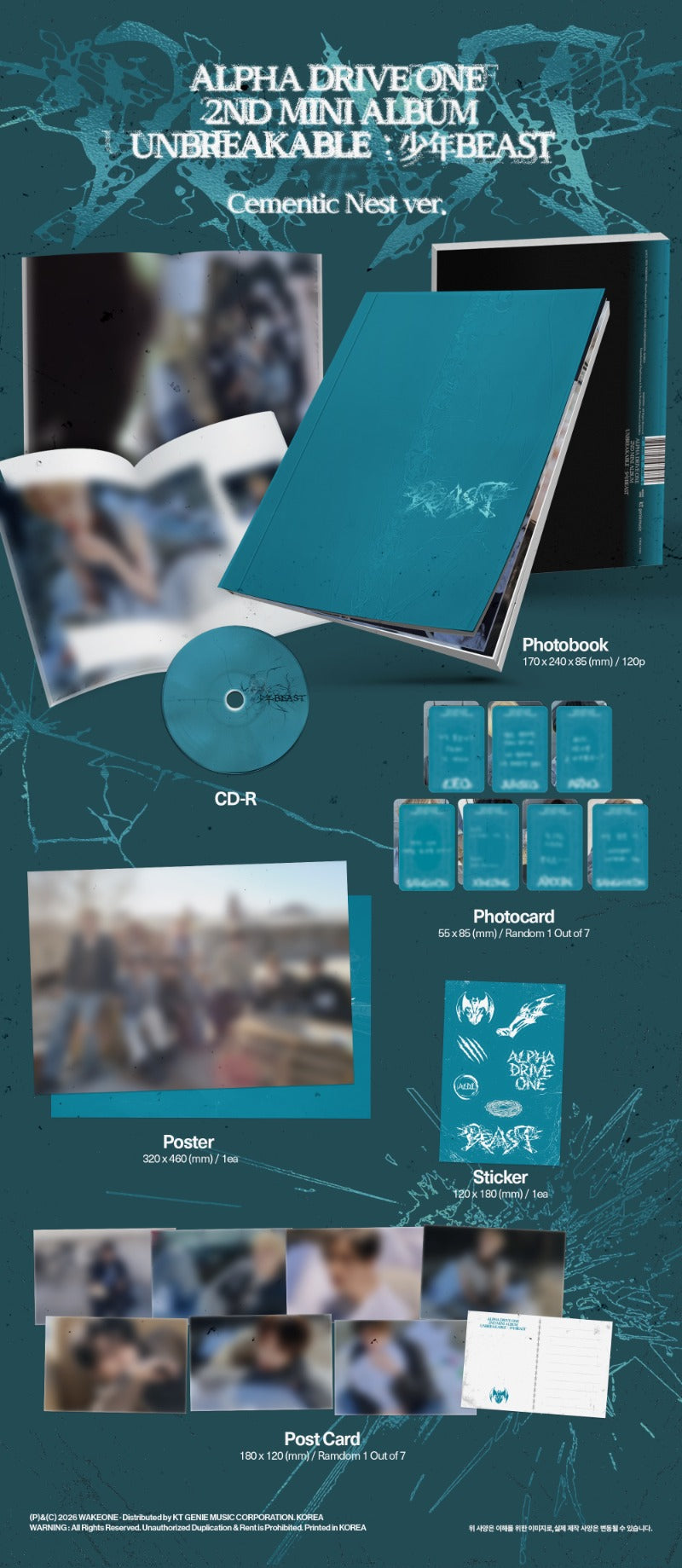 (Supplier/Kpop Together POB) ALPHA DRIVE ONE - UNBREAKABLE : 少年 BEAST [2nd Mini Album] (Cementic Nest ver)