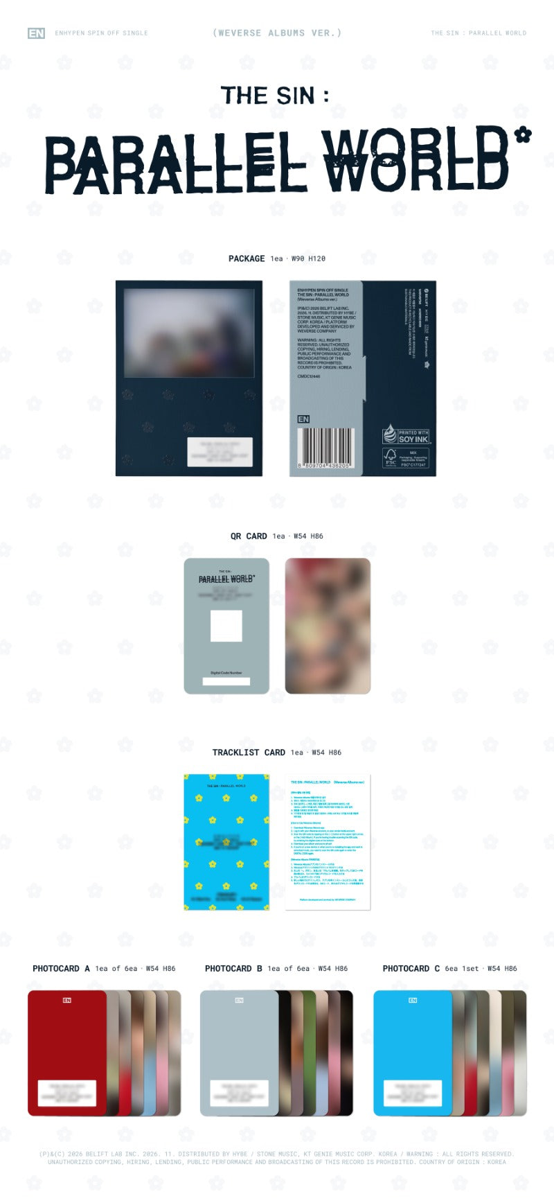 (Supplier/Weverse POB) ENHYPEN - THE SIN : PARALLEL WORLD (Weverse Albums ver)