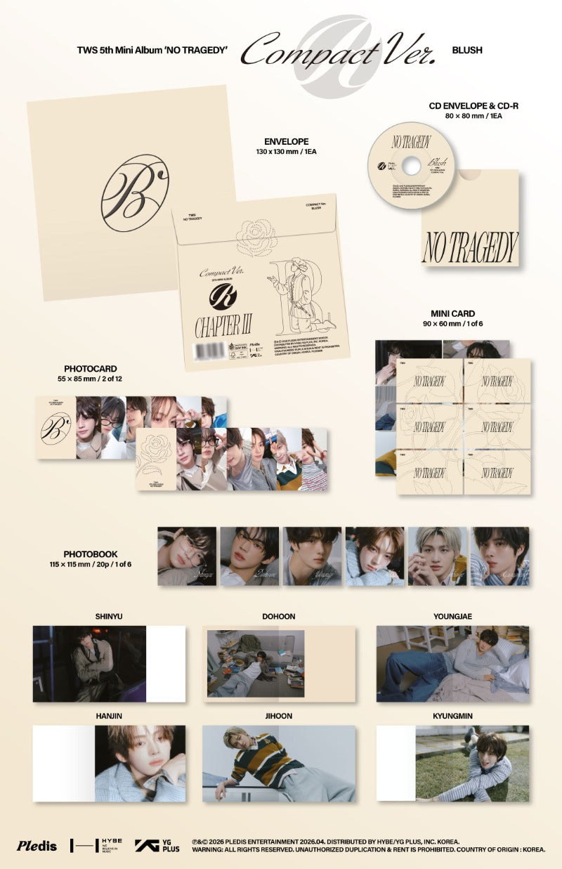 (Supplier/Applemusic/Weverse) TWS - No Tragedy [5th Mini Album] (Compact ver) (Blush ver)