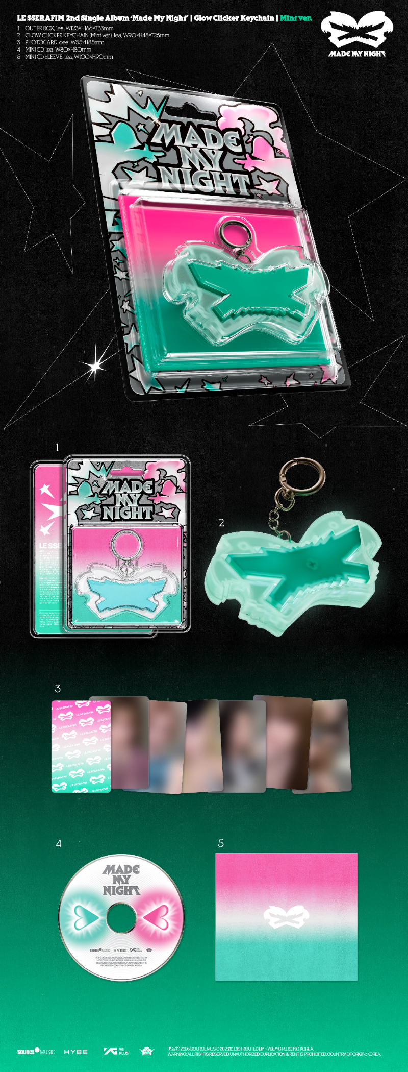 (Supplier/Weverse POB) LE SSERAFIM - Made My Night (Glow Clicker Keychain ver)