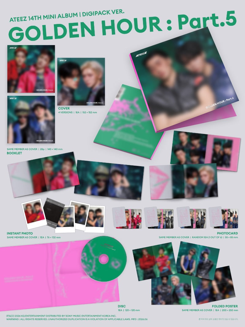 (Supplier/Applemusic POB) ATEEZ - Golden Hour Pt. 5 [14th Mini Album] (Unit Digipack ver)