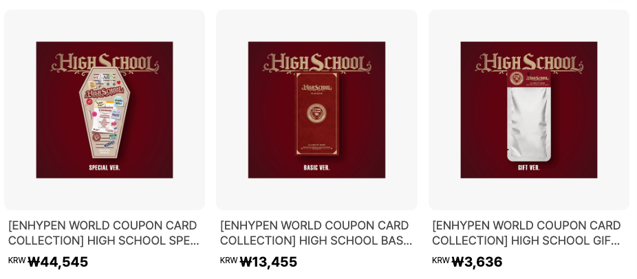 (Supplier/Weverse POB) ENHYPEN - ENHYPEN WORLD COUPON CARD COLLECTION [Official MD] (High School Gift ver)