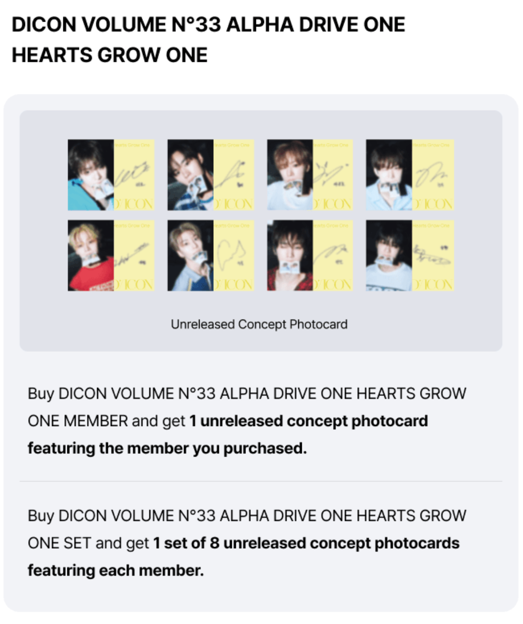 (Supplier/Weverse) DICON Magazine Volume Nº33 (Cover: ALPHA DRIVE ONE) (HEARTS GROW ONE Ver)