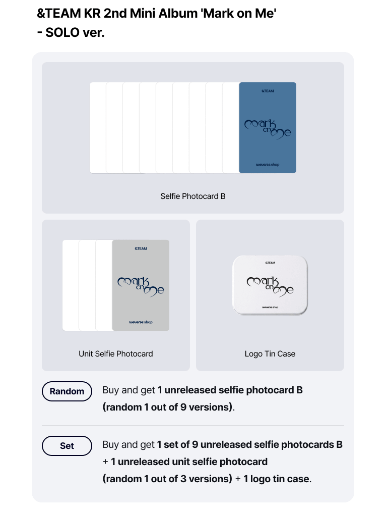 (Supplier/Weverse POB) &TEAM - Mark on Me [2nd Mini Album] (SOLO ver)