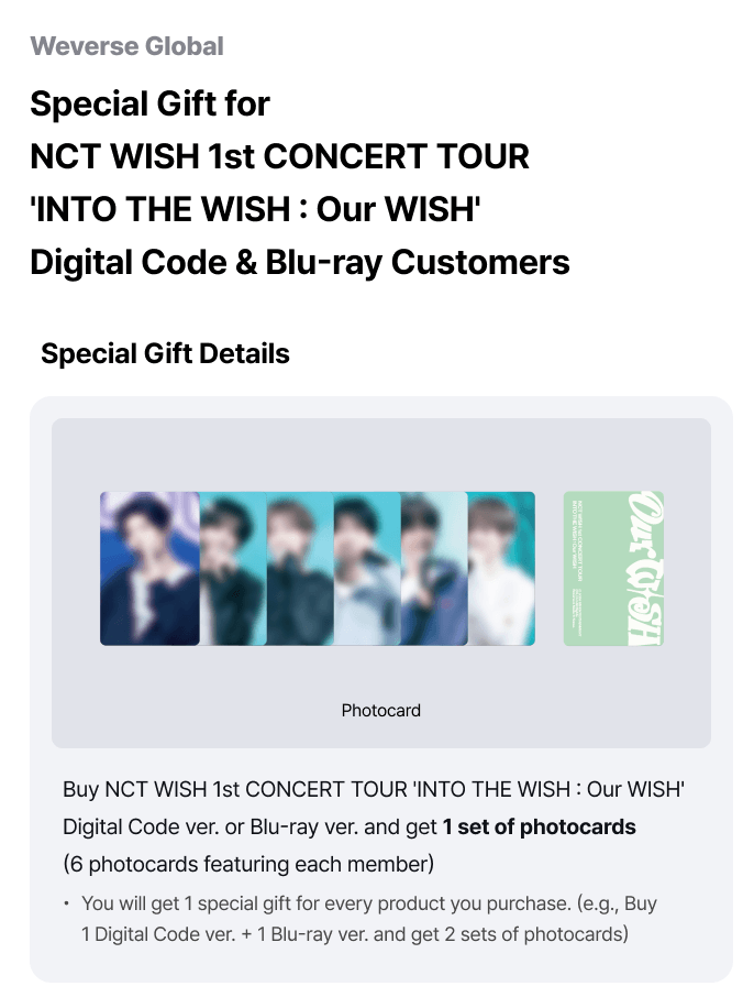 (Supplier/Weverse POB) NCT WISH - 1st CONCERT TOUR 'INTO THE WISH : Our WISH' (Digital Code / Blu Ray ver.)