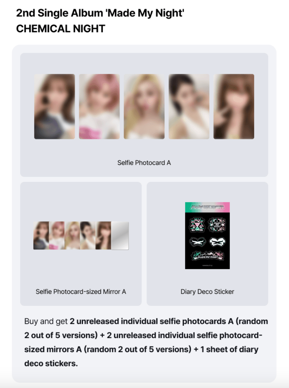 (Supplier/Weverse POB) LE SSERAFIM - Made My Night [2nd Single Album] (Chemical Night ver)