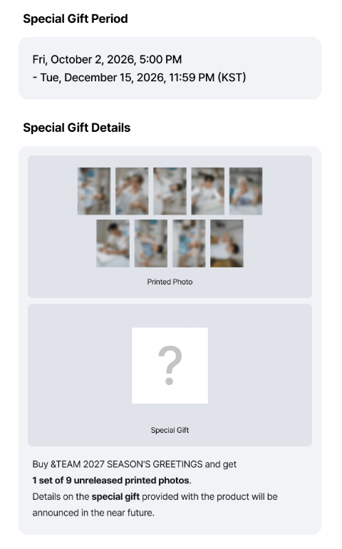 (Supplier/Weverse POB) &TEAM - 2027 Season's Greetings 'Who Ate The Cake?'