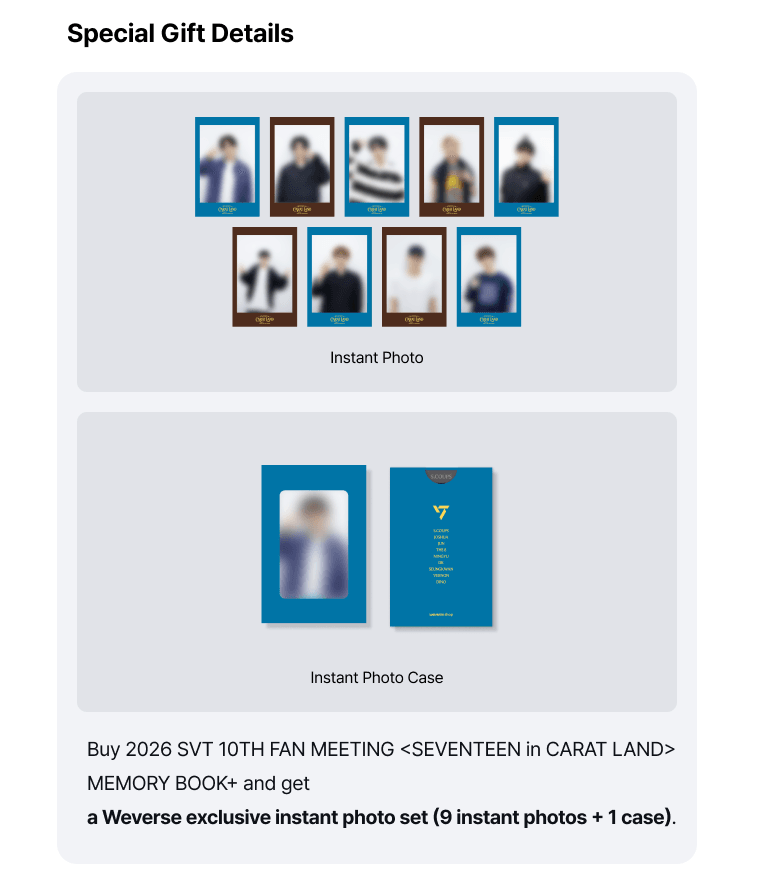 (Supplier/Weverse POB) SEVENTEEN - 2026 SVT 10TH FAN MEETING <SEVENTEEN in CARAT LAND> MEMORY BOOK+