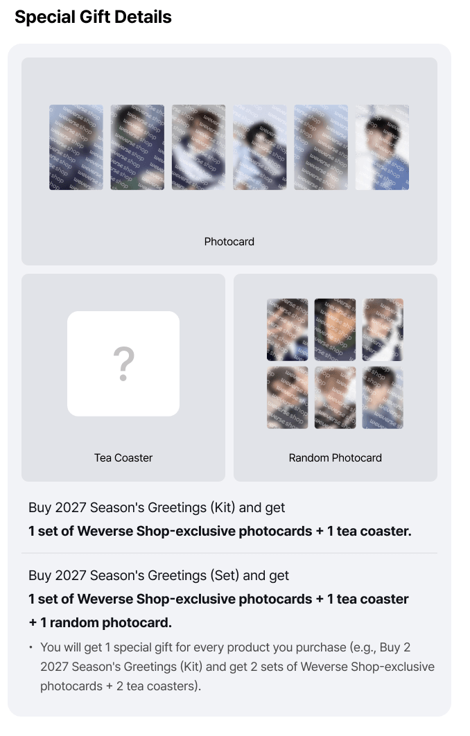 (Supplier/Weverse POB) NCT DREAM - 2027 Season's Greetings (Kit/Wall Calendar)