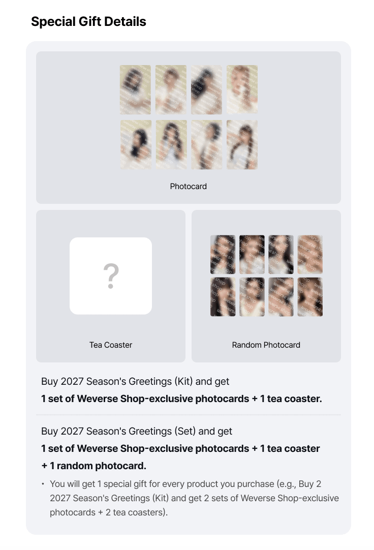 (Supplier/Weverse POB) HEARTS2HEARTS - 2027 Season's Greetings (Kit/Wall Calendar)