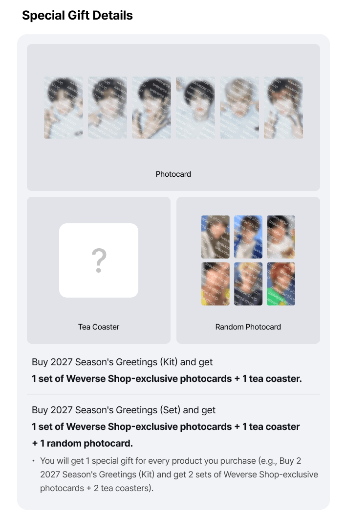 (Supplier/Weverse POB) RIIZE - 2027 Season's Greetings (Kit/Wall Calendar)
