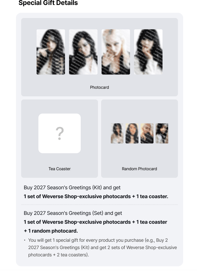 (Supplier/Weverse POB) aespa - 2027 Season's Greetings (Kit/Wall Calendar)