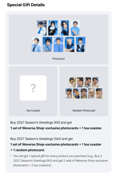 (Supplier/Weverse POB) SUPER JUNIOR - 2027 Season's Greetings (Kit/Wall Calendar)