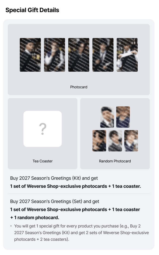 (Supplier/Weverse POB) NCT 127 - 2027 Season's Greetings (Kit/Wall Calendar)