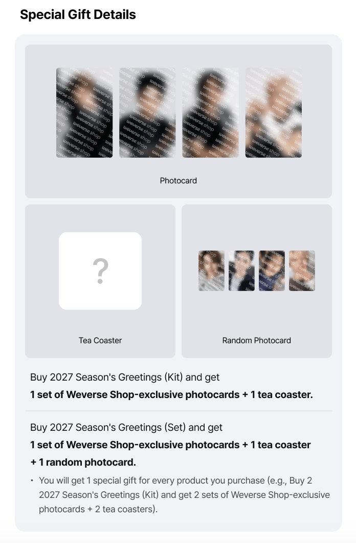(Supplier/Weverse POB) SHINee - 2027 Season's Greetings (Kit/Wall Calendar)