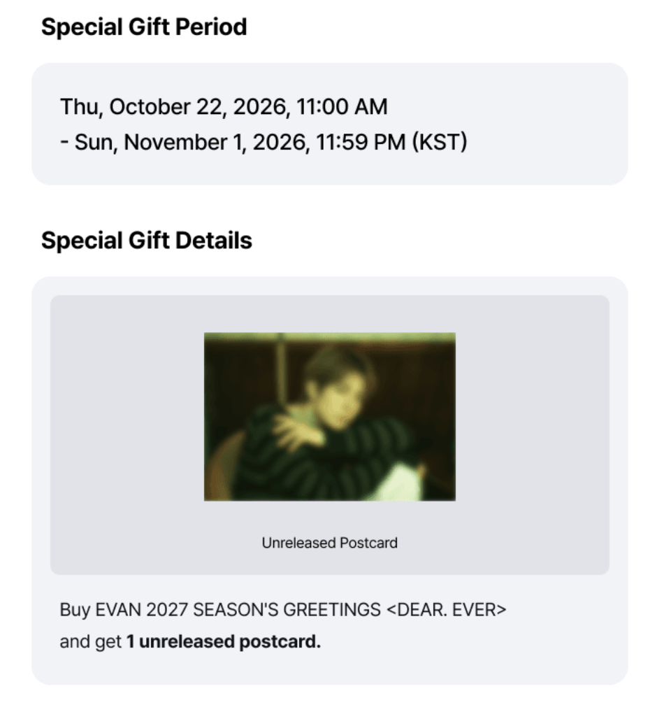 (Supplier/Withmuu/Weverse POB) EVAN - 2027 Season's Greetings (Dear. Ever)