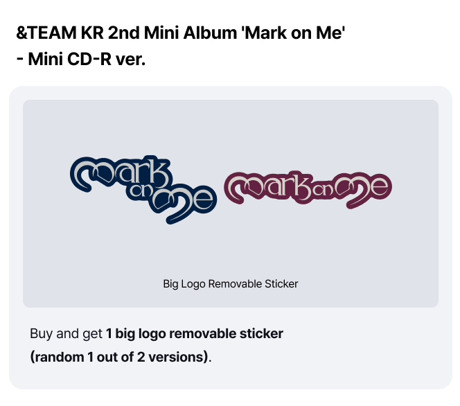 (Supplier/Weverse POB) &TEAM - Mark on Me [2nd Mini Album] (Mini CD-R ver)