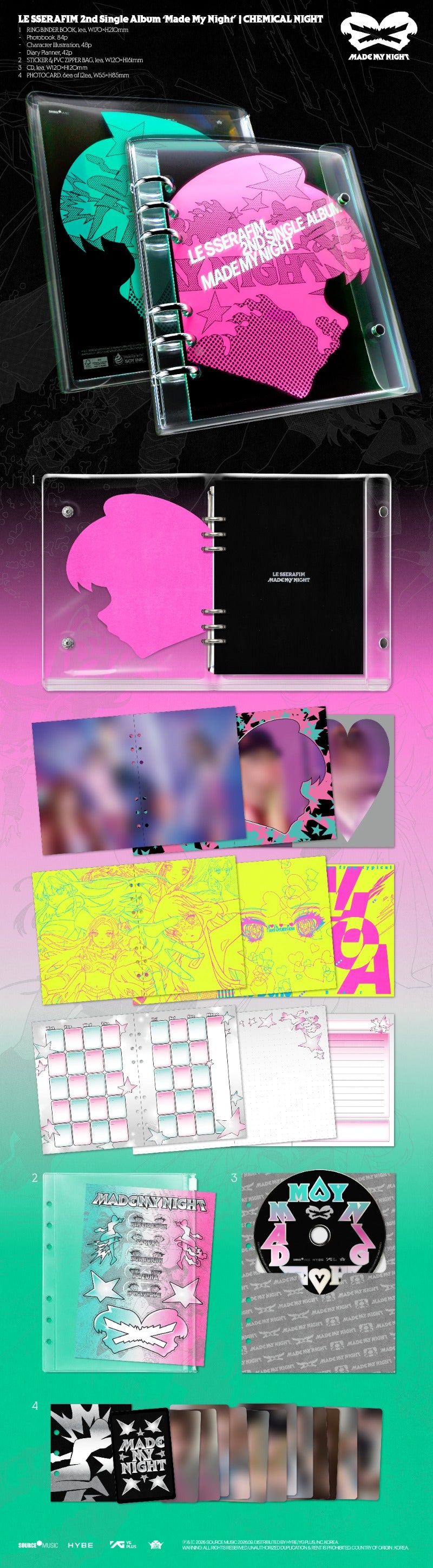 (Supplier/Weverse POB) LE SSERAFIM - Made My Night [2nd Single Album] (Chemical Night ver)