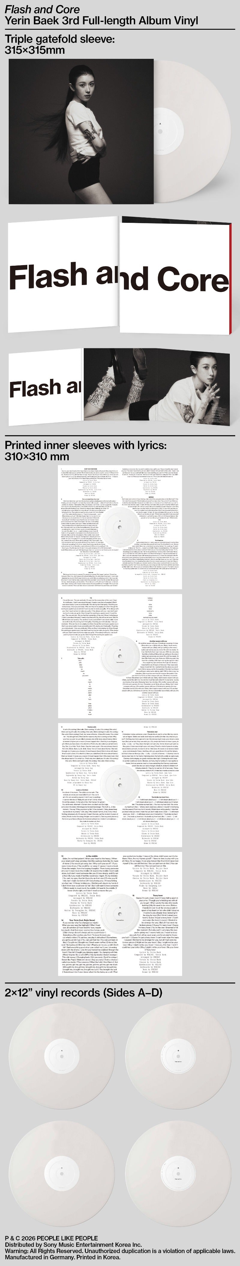Yerin Baek - Flash and Core [3rd Full Album] (2 LP Vinyl ver)