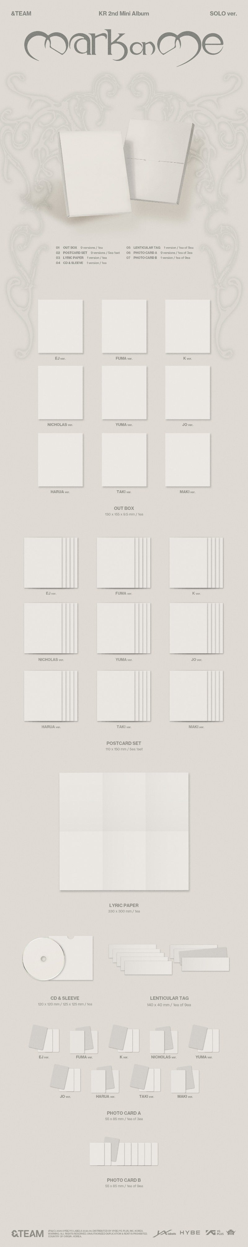(Supplier/Weverse POB) &TEAM - Mark on Me [2nd Mini Album] (SOLO ver)