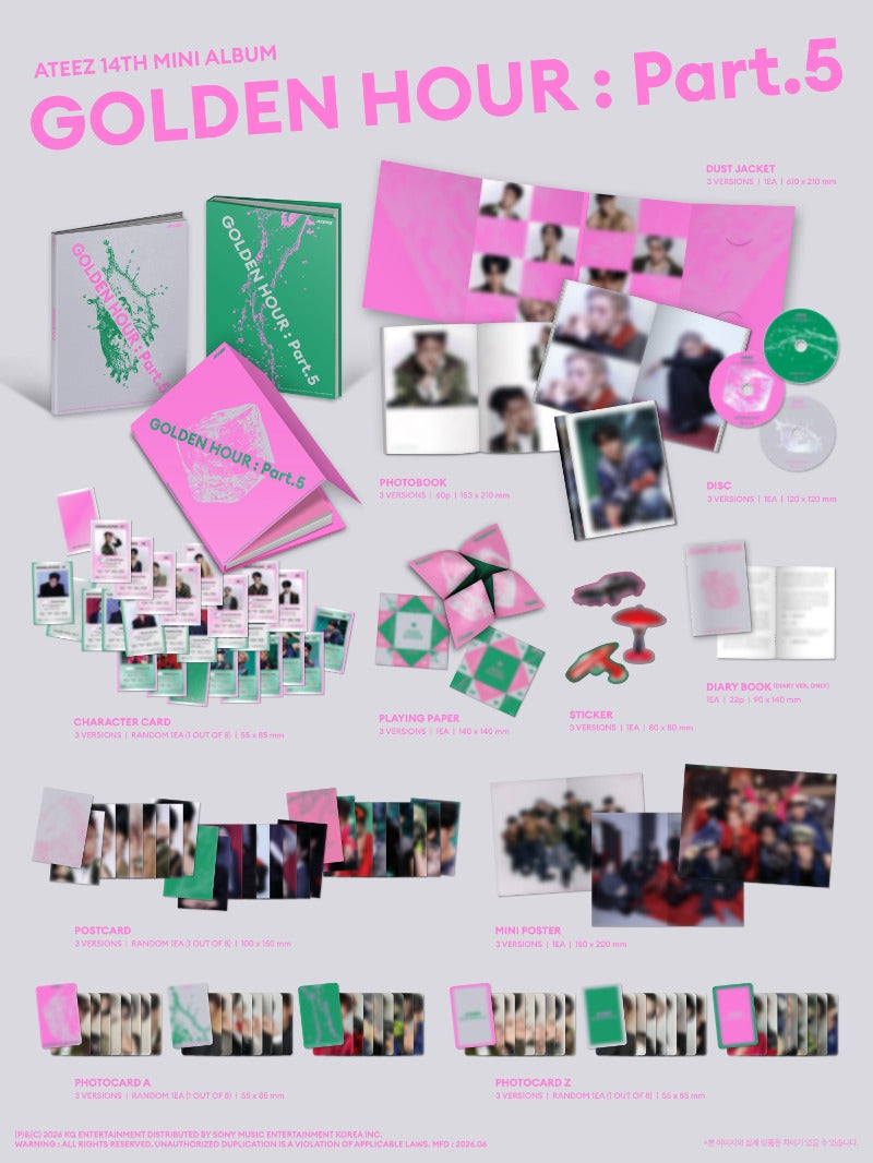 (Supplier/Kpop Together POB) ATEEZ - Golden Hour Pt. 5 [14th Mini Album] (Photobook ver)